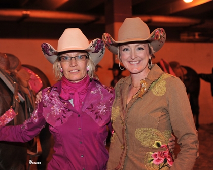 Cowgirl Museum & Hall of Fame officials (left to right) Pam Minick, Kit Moncrief, and Elaine Agather presented WPRA barrel racer and two-time NFR qualifier Jane Melby with a $5,000 check for winning the Jerry Ann Taylor Best Dressed Award at the 2014 Fort Worth Stock Show Rodeo.