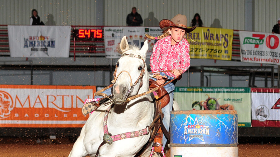 Nine year old, Chayni Chamberlain earned a qualification for RFD-TV’s The American semifinals aboard Dat Flowin Bunny during the Glen Rose, Texas qualifier held Nov. 1.