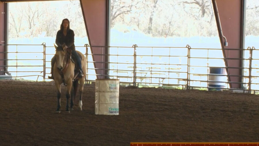 Heather Heath Approaching the third barrel