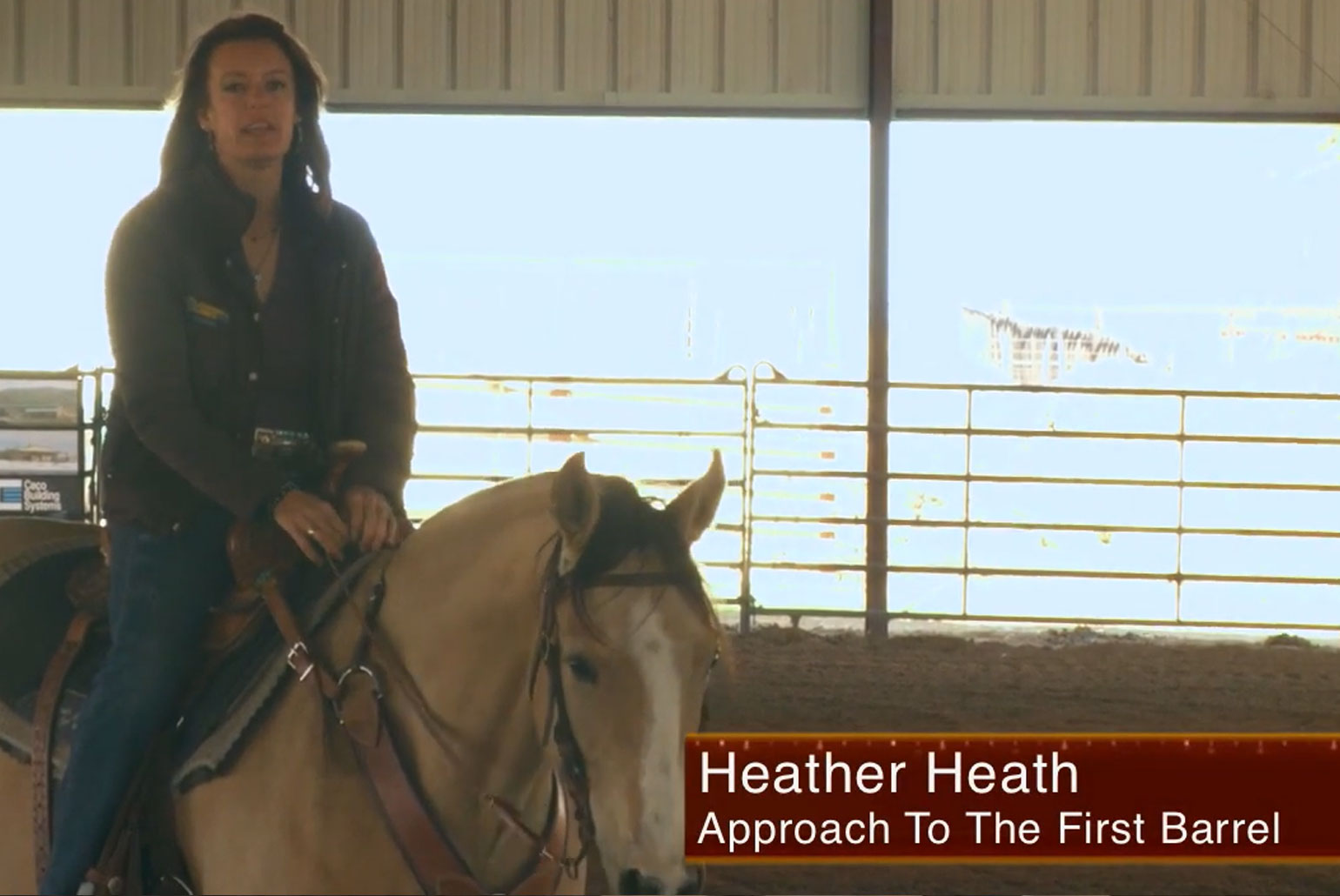 Heather Heath approaching the first barrel