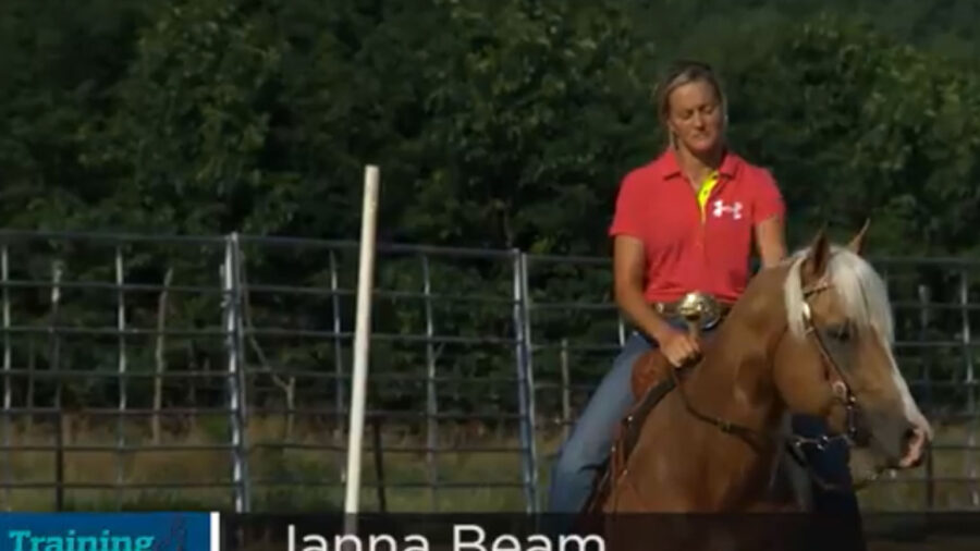 Janna Beam working horses on poles
