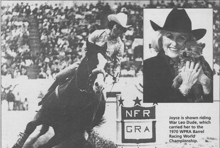 Joyce Loomis article cutout from Barrel Horse News
