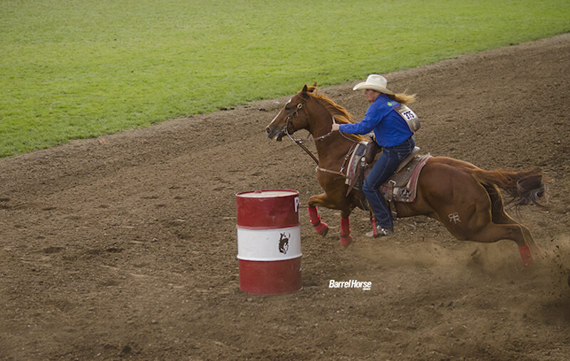 Brenda Mays turning the barrel at Pendleton.