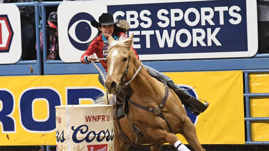 Jessica Routier turning barrel at NFR