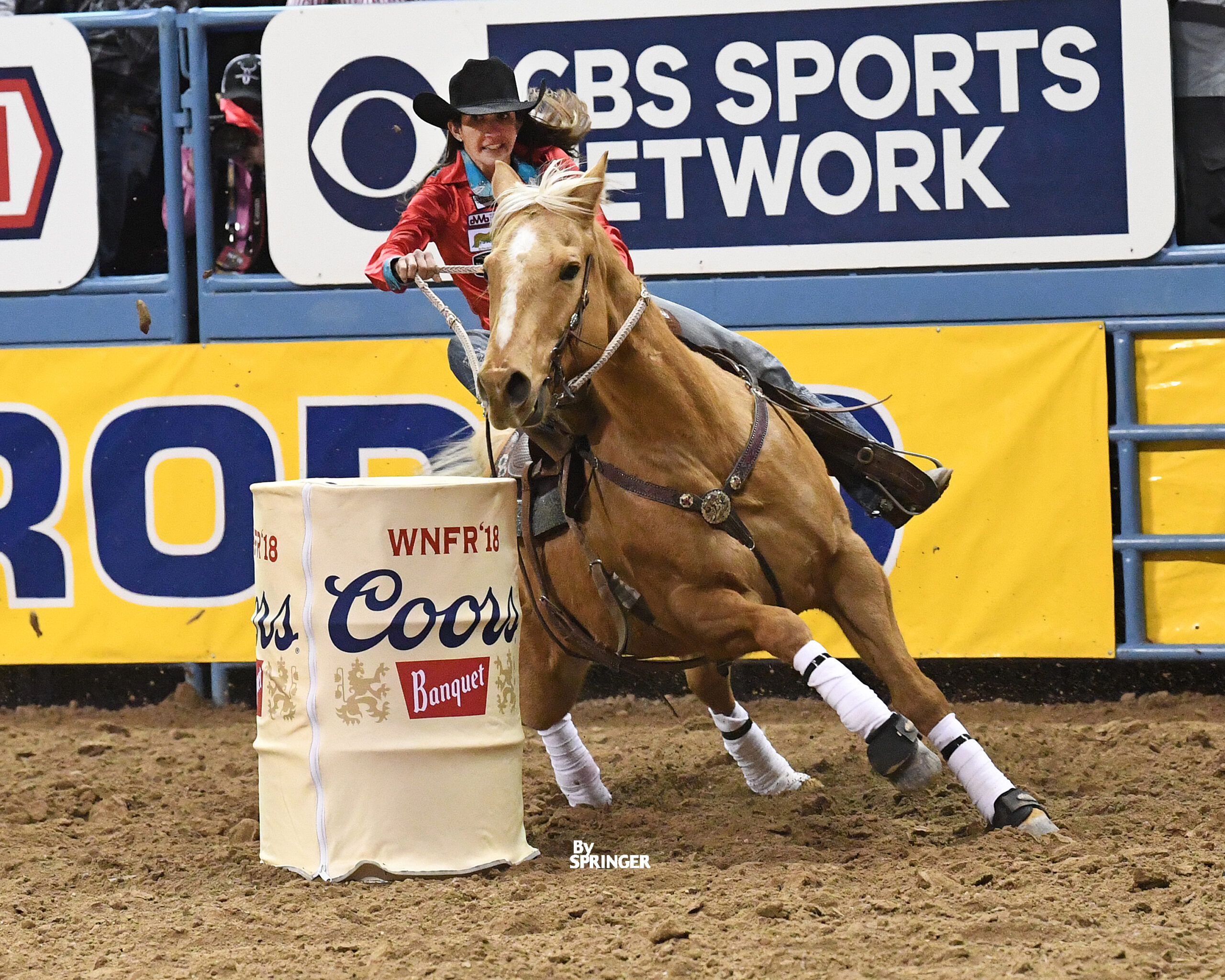 Jessica Routier turning barrel at NFR