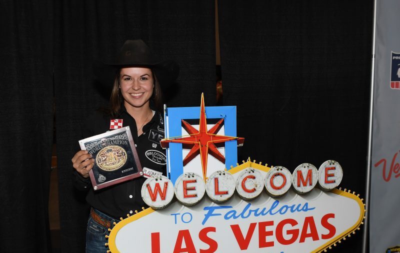 Hailey Kinsel standing with Fabulous Las Vegas sign