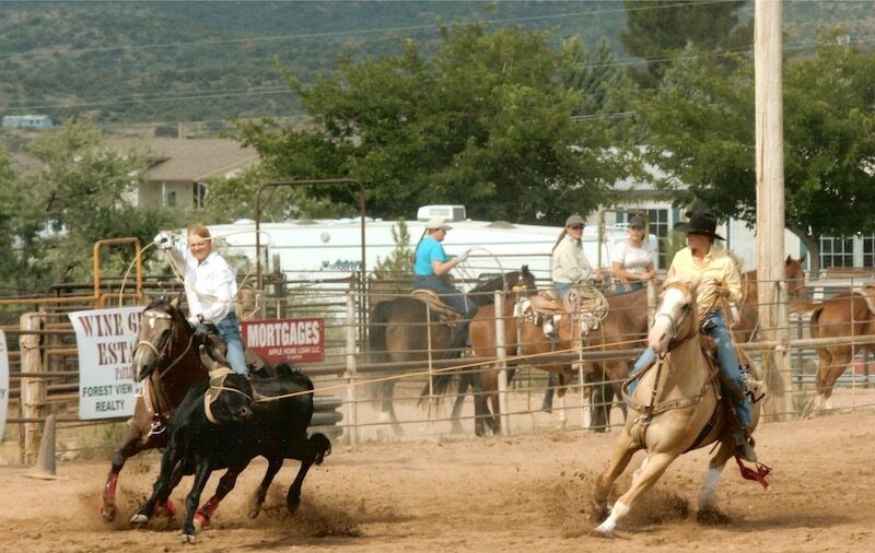 Dolli & Jolee Lautaret team roping together