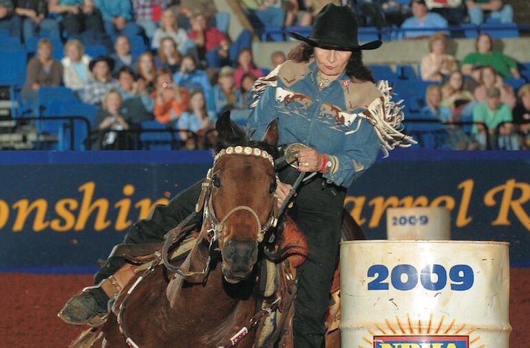 Martha Josey running barrels at the NBHA World Championships