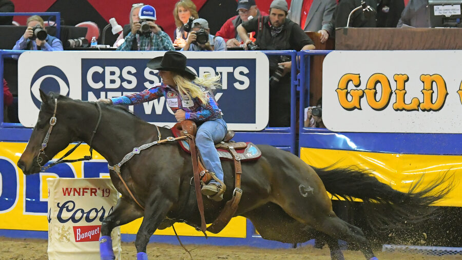 Amber Moore turning the second barrel