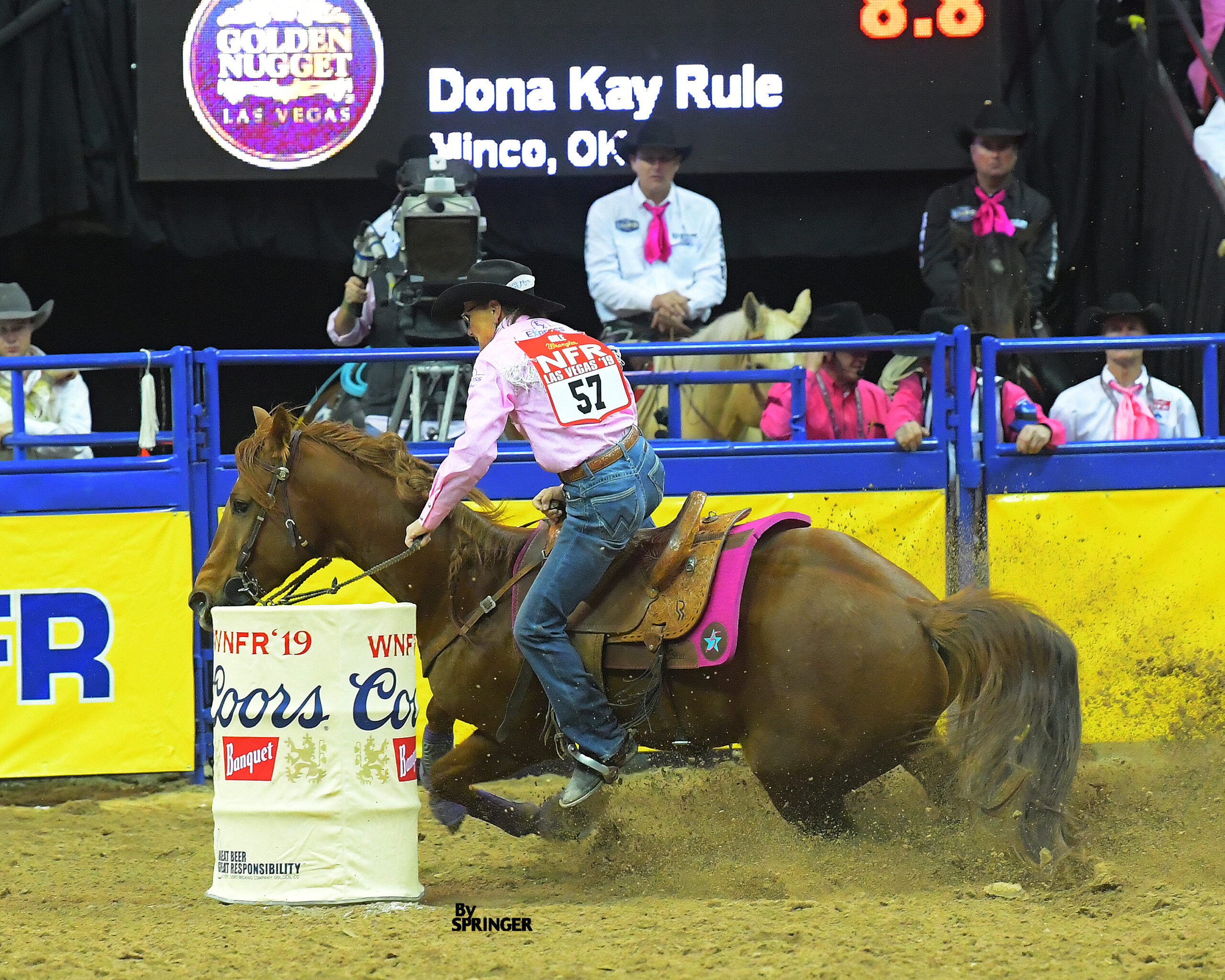 Dona Kay Rule turning the third barrel at the NFR