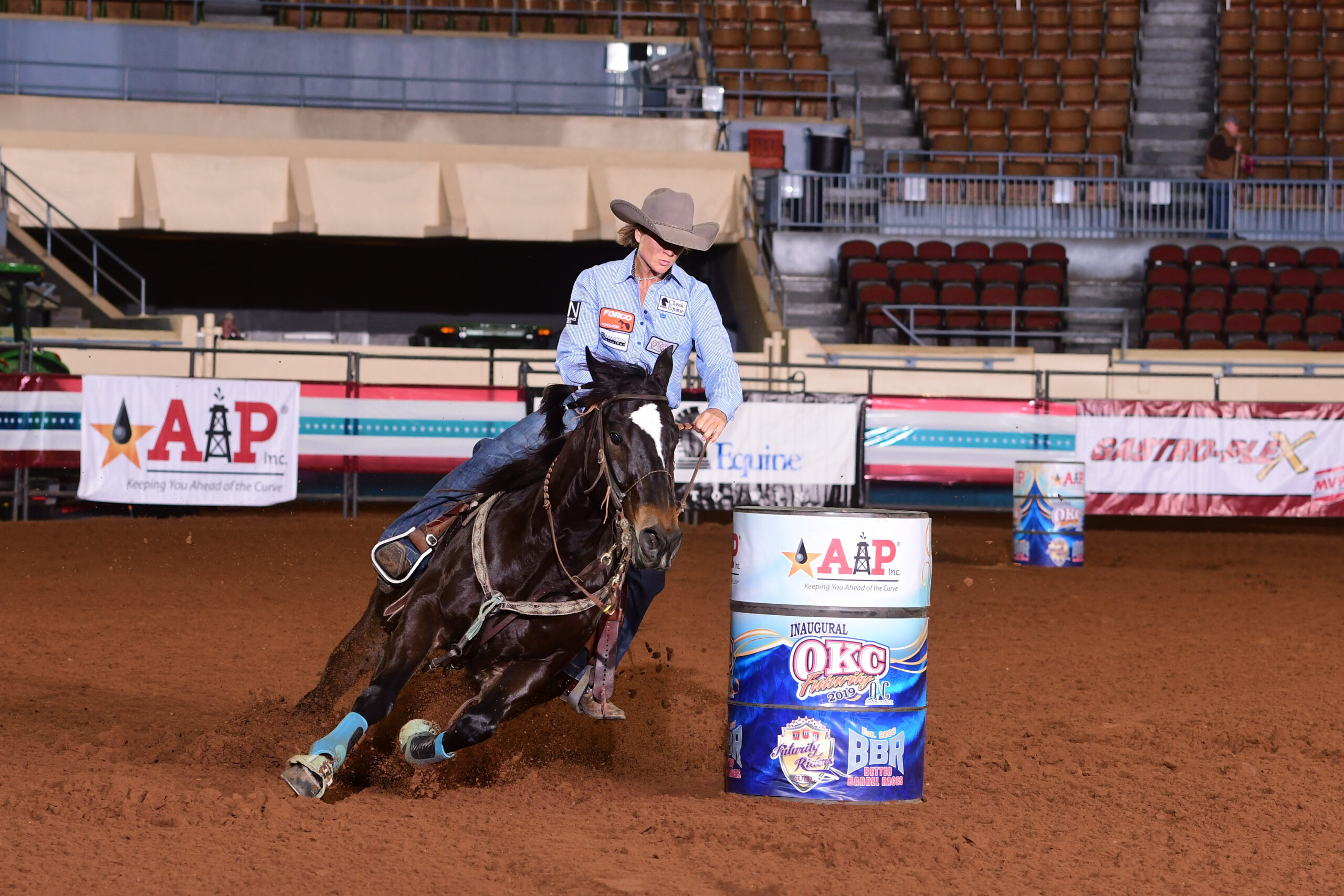 Jolene Montgomery turning the second barrel