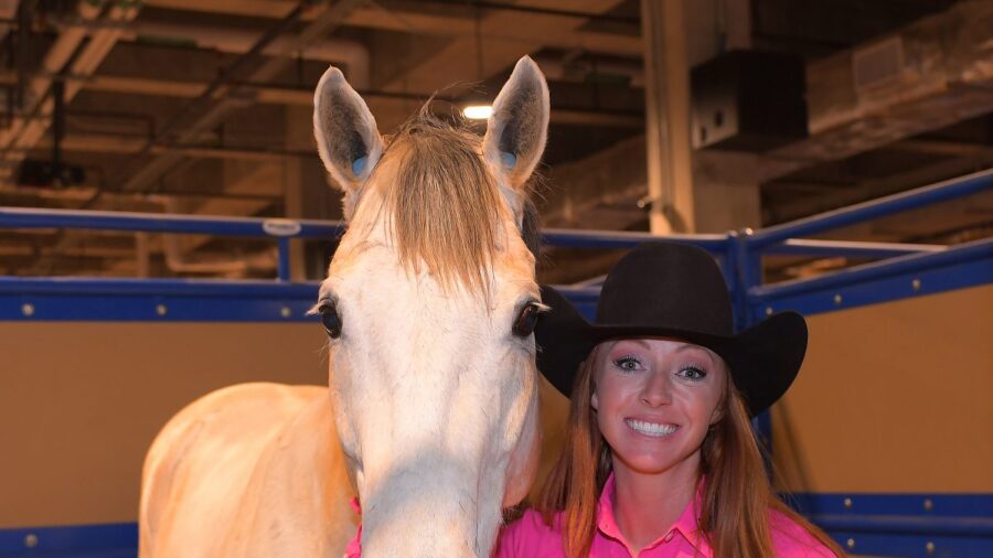 Emily Miller and Chongo standing in stall
