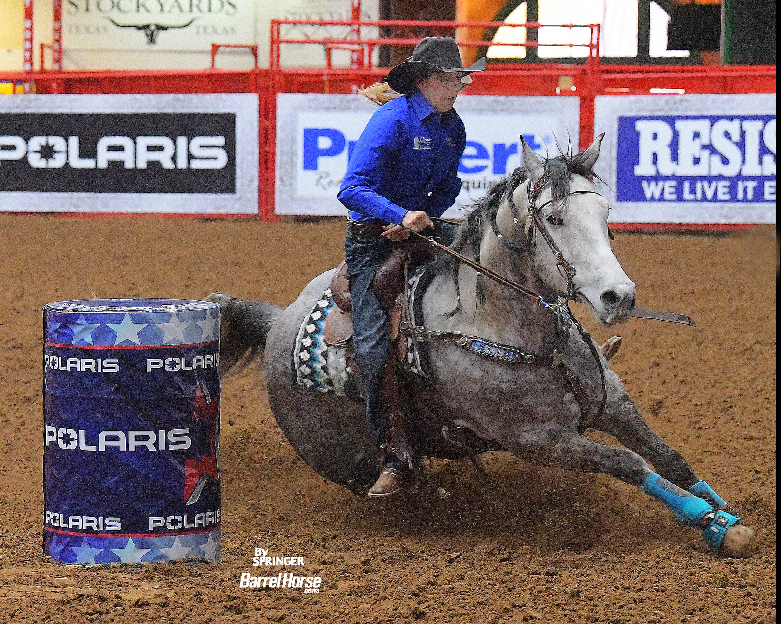 Kassie Mowry and Epic Guy turning the first barrel in The American Semifinals slack
