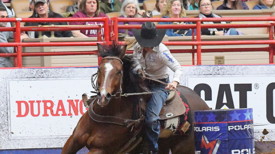 Sabra O'Quinn turning the second barrel in RFD-TV's The American Semifinals slack