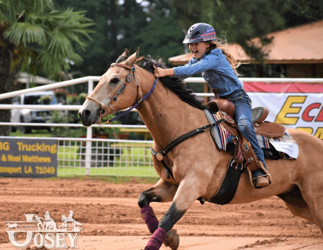 teenage girl running home barrel racing