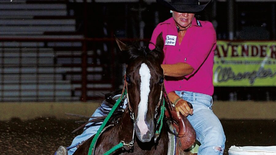 First superstar of Mistys Dash Of Fame, KN Fabs Mist Of Fame ridden by Jolene Montgomery