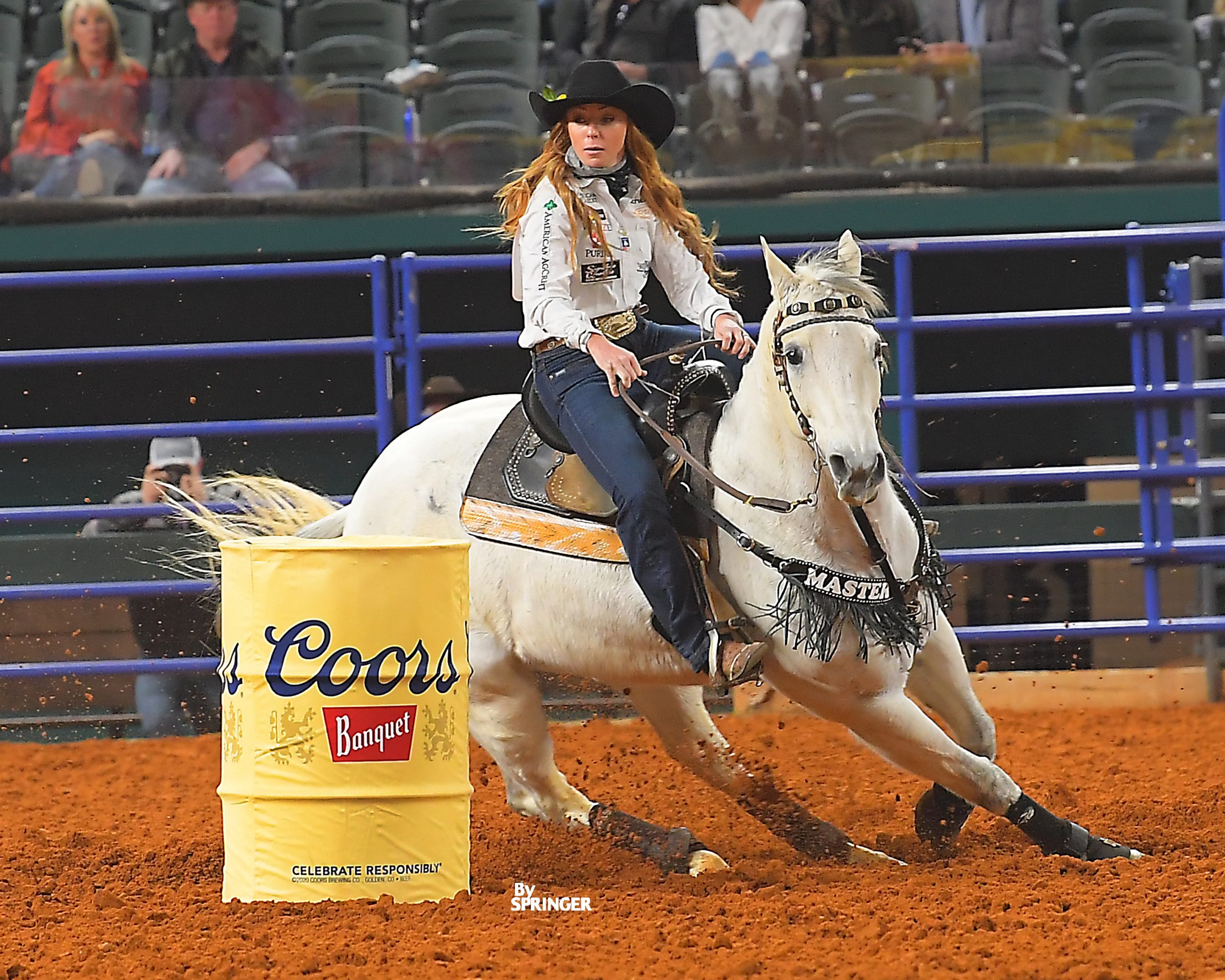 Emily Miller Beisel turning the first barrel at the NFR