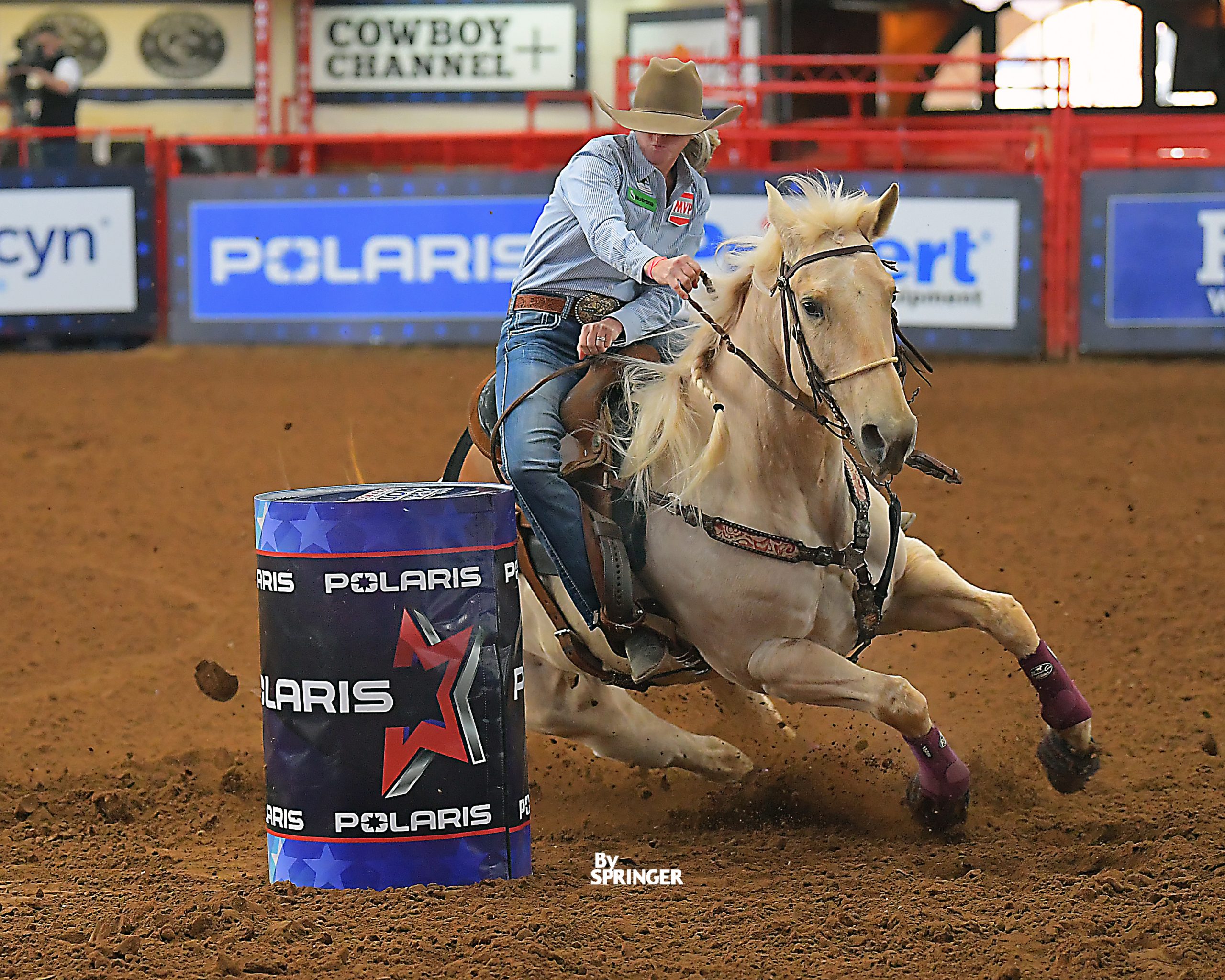 Janna Brown and DH Jess Stellar turning the first barrel