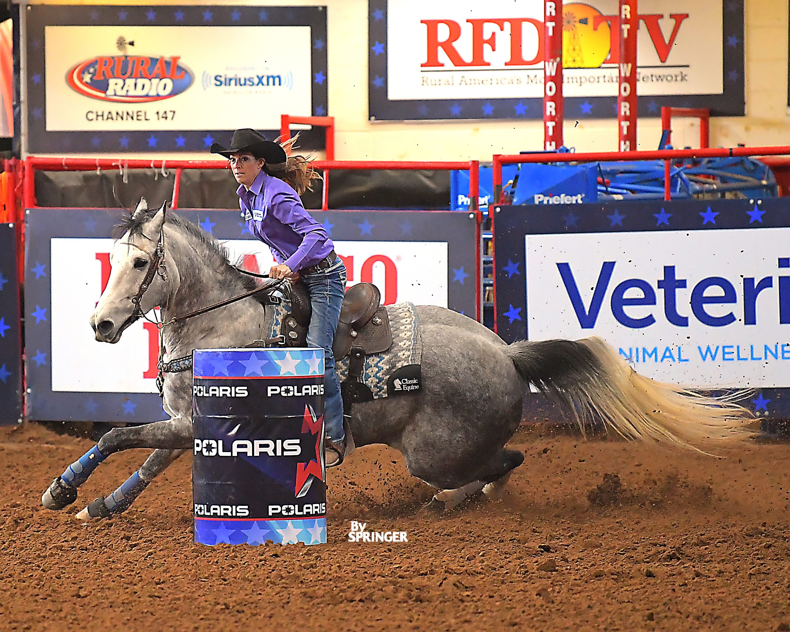 Kassie Mowry and Epic Guy turning the third barrel
