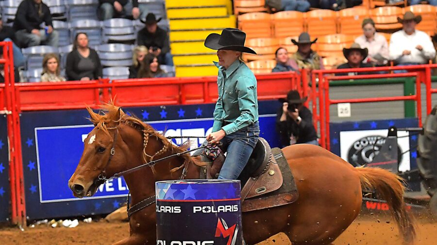 Taylor Smith and Cash Flow Depot turning the second barrel at Cowtown