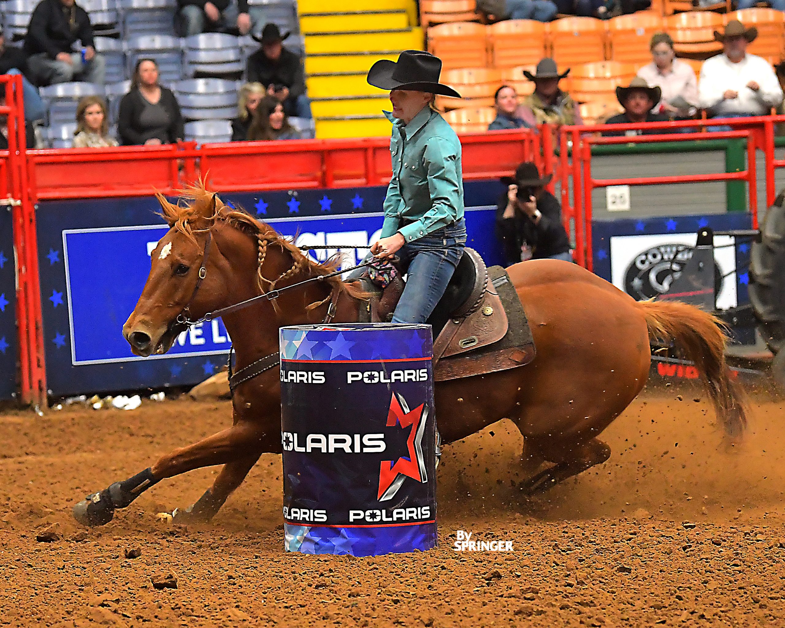 Taylor Smith and Cash Flow Depot turning the second barrel at Cowtown