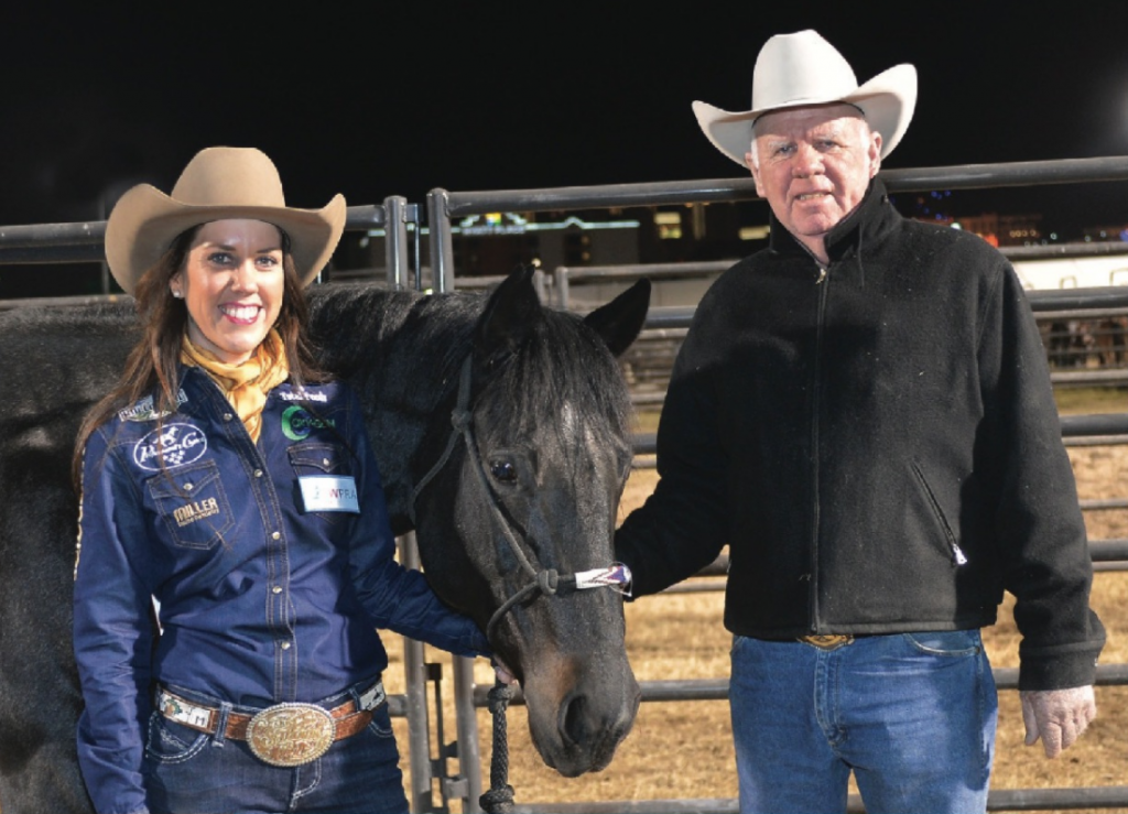 Nellie Miller and her dad at the NFR