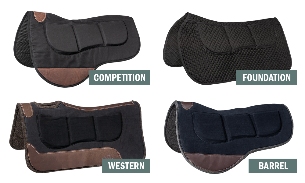 Four styles of Shim Saddle Pads