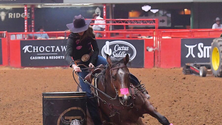 Kellie Collier turning the second barrel in the American Semifinals barrel racing