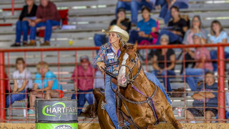 Molli Montgomery turning the first barrel at Fort Smith
