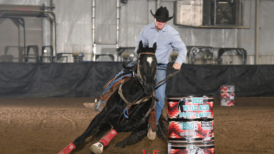 Brandon Stokes turns barrel at Yeti Classic Futurity