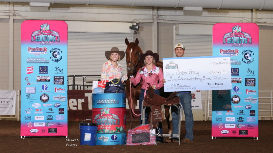 Chloe Gray gets check for winning barrel race