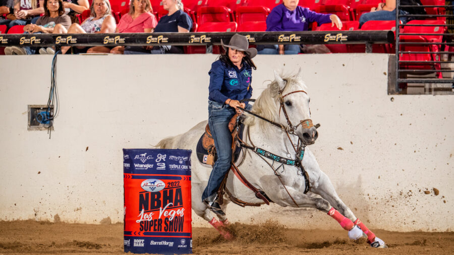Haley Wolfe turning second barrel on barrel horse