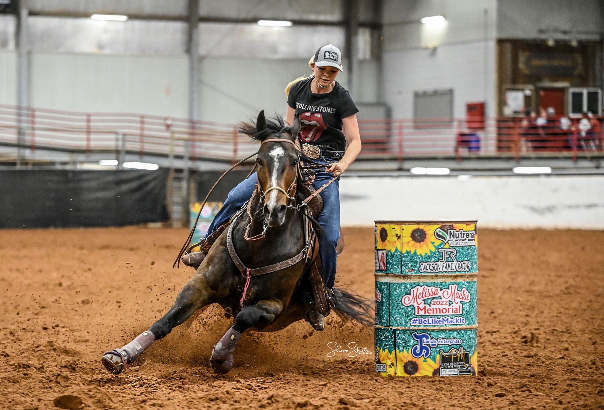 Sydney Frey turns the second barrel at the Melissa Mackie Memorial Barrel Race