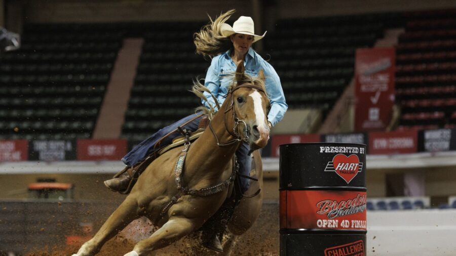 Kassie Mowry turning the second barrel