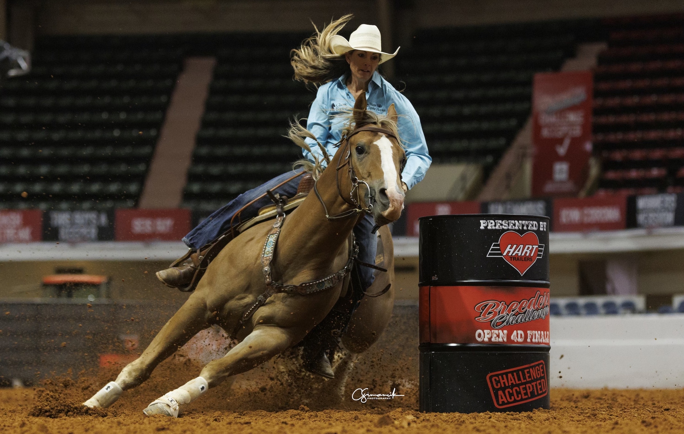 Kassie Mowry turning the second barrel