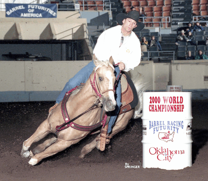 Troy Crumrine turning the second barrel at the BFA