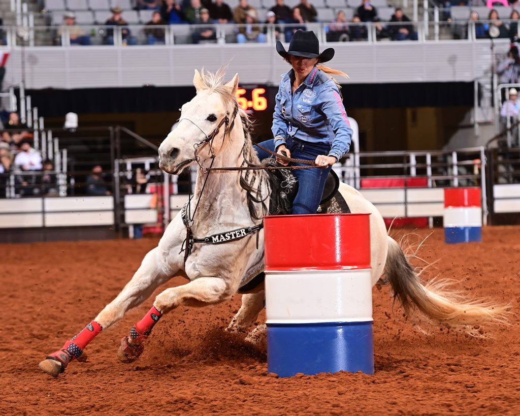 Emily Beisel turns the second barrel in Fort Worth