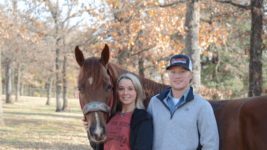 Blaise and Brian standing with horse