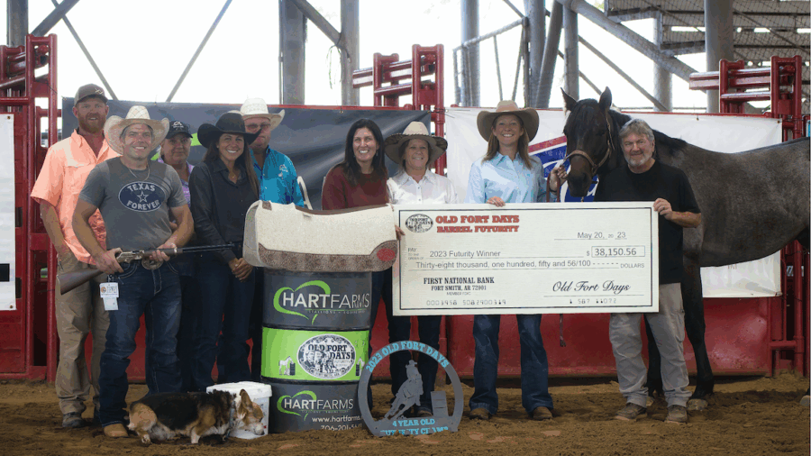 Caroline Boucher and friends and family in Old Fort Days win photo