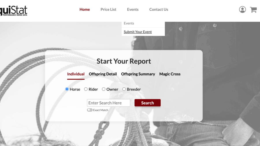 screenshot of EquiStat how to submit results page
