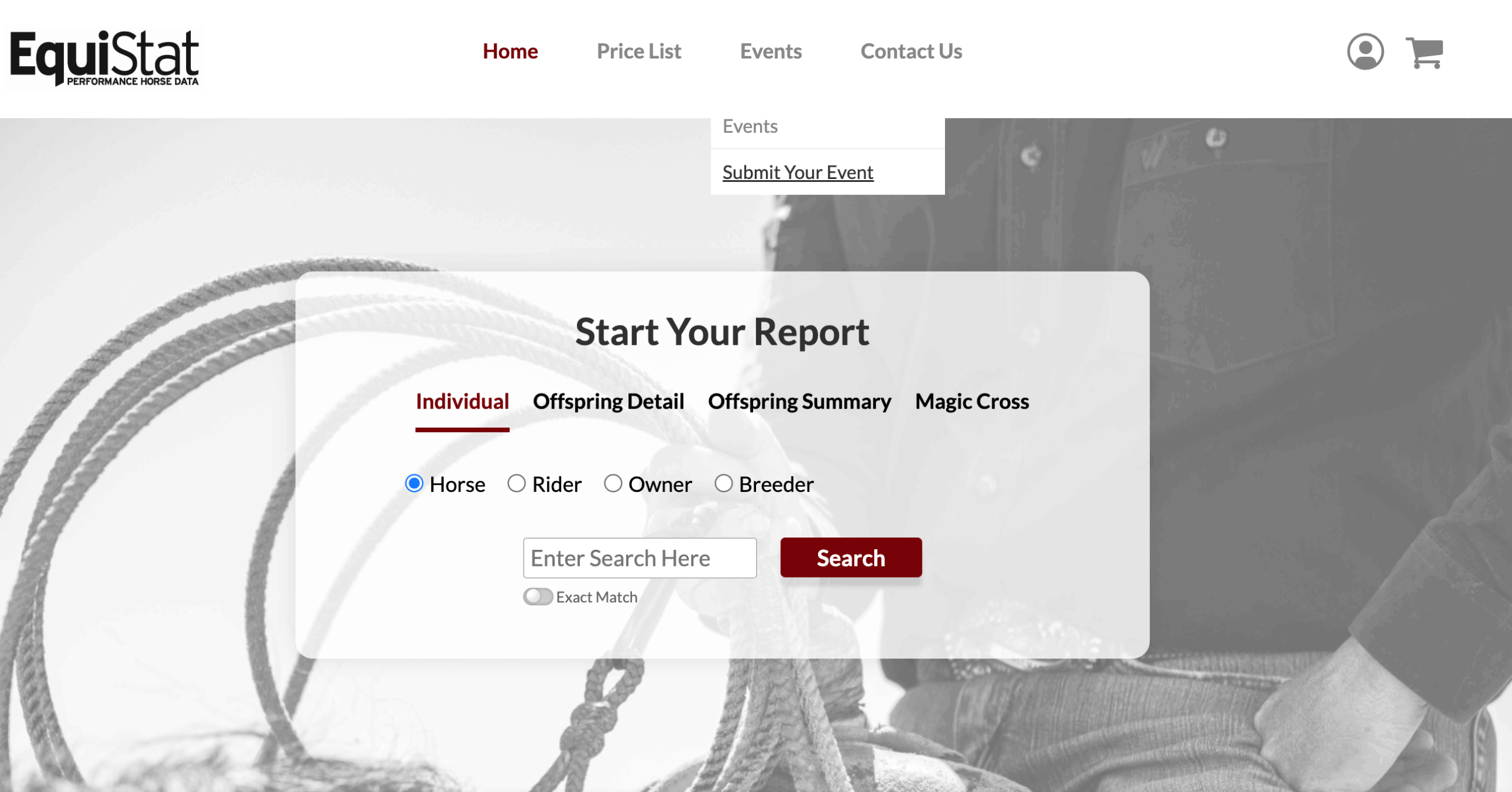 screenshot of EquiStat how to submit results page
