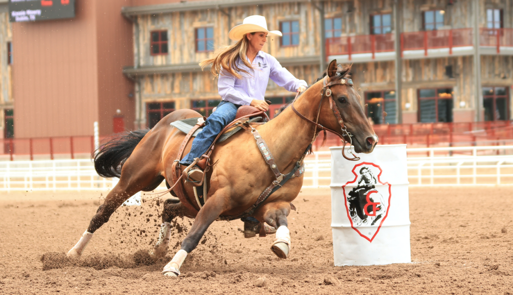 Kassie Mowry turns second barrel at 2023 Cheyenne Frontier Days Rodeo