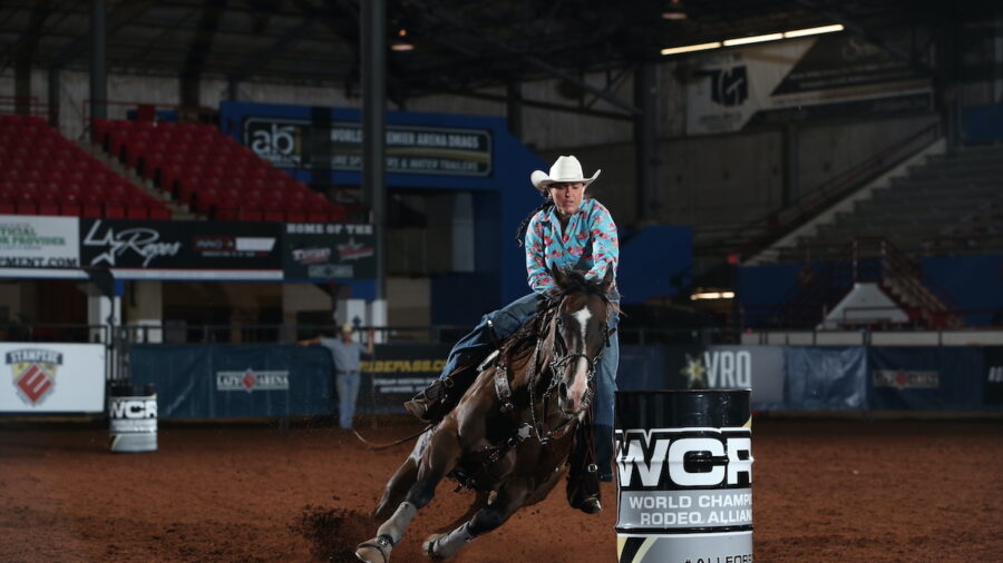 Jennifer Driver turns barrel at WCRA event