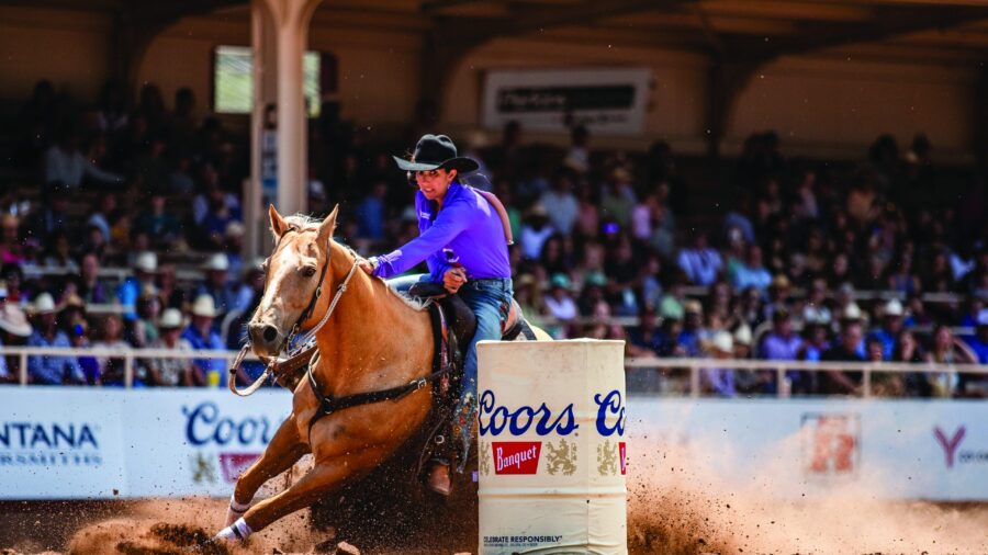 Jessica Routier turning barrel at 2023 NFR Open