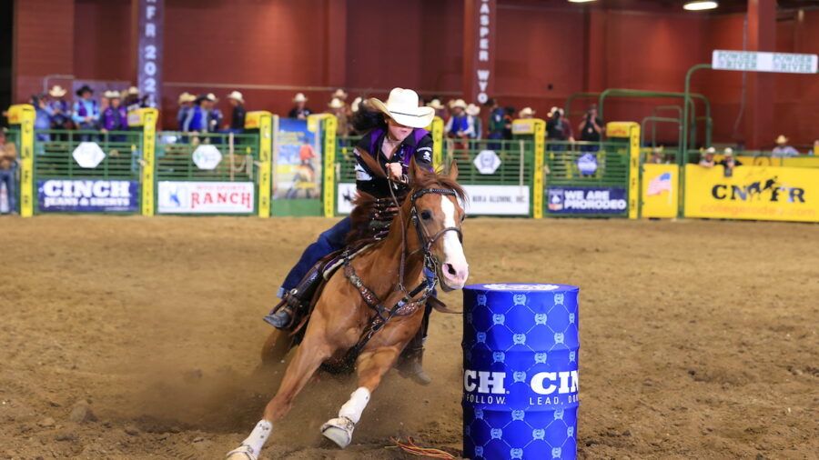 Jordan Driver turns the third barrel at the CNFR.