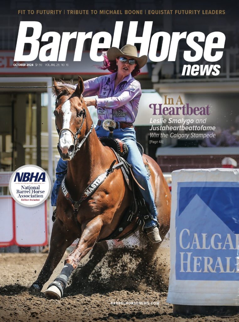 October 2024 cover: Leslie Smalygo and Justaheartbeattofame win the Calgary Stampede and move into the No. 1 position in the WPRA world standings. Photo by Libin Sports Photography