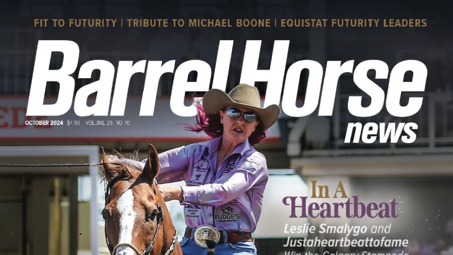 Leslie Smalygo and Justaheartbeattofame win the Calgary Stampede and move into the No. 1 position in the WPRA world standings. Photo by Libin Sports Photography