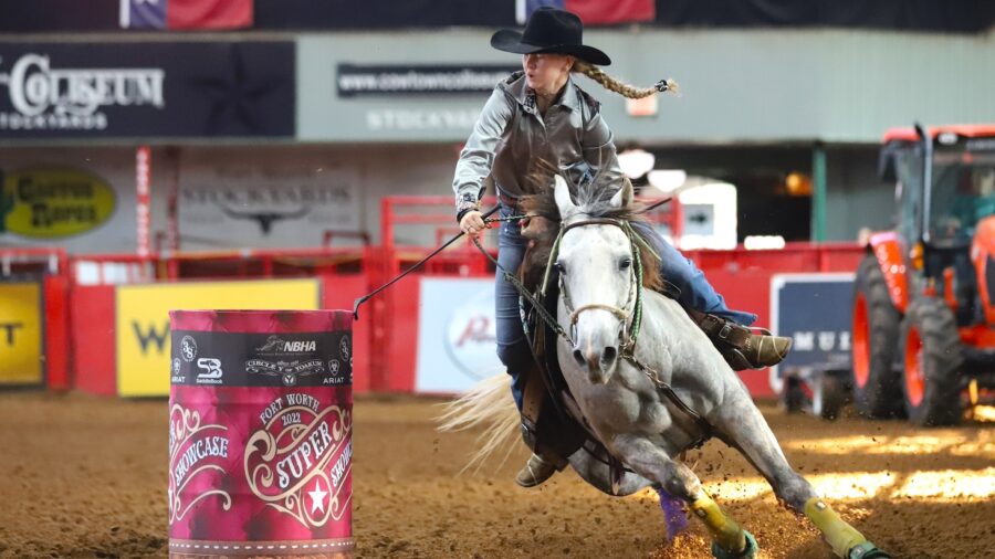 Youth barrel racing at 2022 Fort Worth Super Showcase. Photo by Tammy Sronce