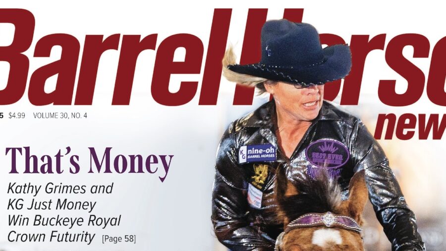 Kathy Grimes and KG Just Money sweep Buckeye Royal Crown Futurity for April 2025 cover. Photo by Lexi Smith Media