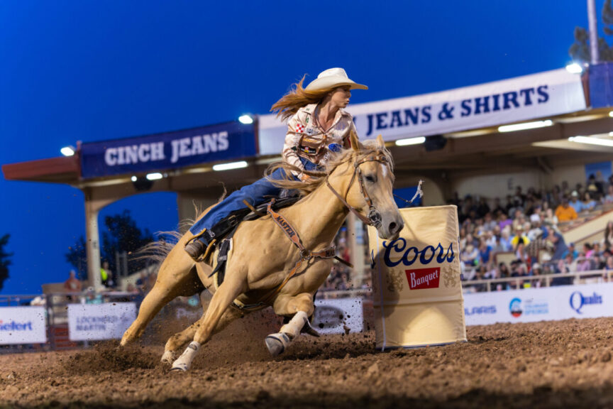 Emily Beisel turning barrel at NFR Open